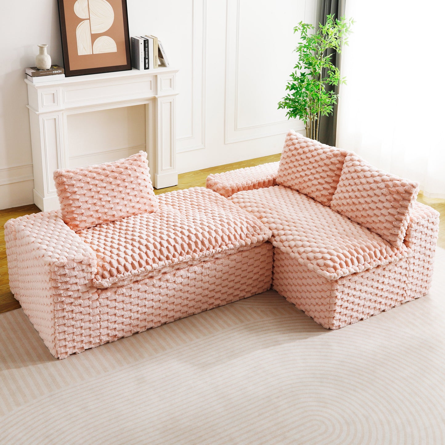 Pink Turtle Velvet Versatile Sofa