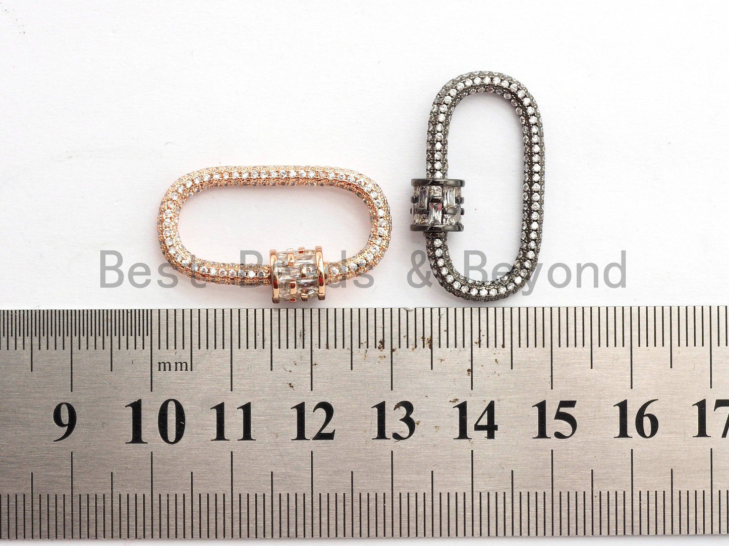 CZ Micro Pave Oval Shape Clasp, Gold/Rose gold/Gunmetal/Silver Plated Clasp, 15x29mm, sku#H144