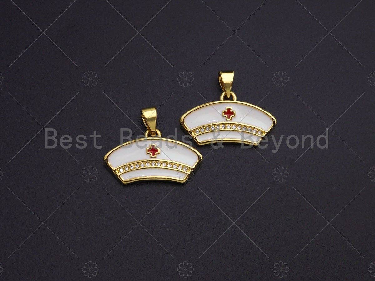 CZ Micro Pave Enamel Nurse Charm, Registered Nurse Charms, sku#LK04