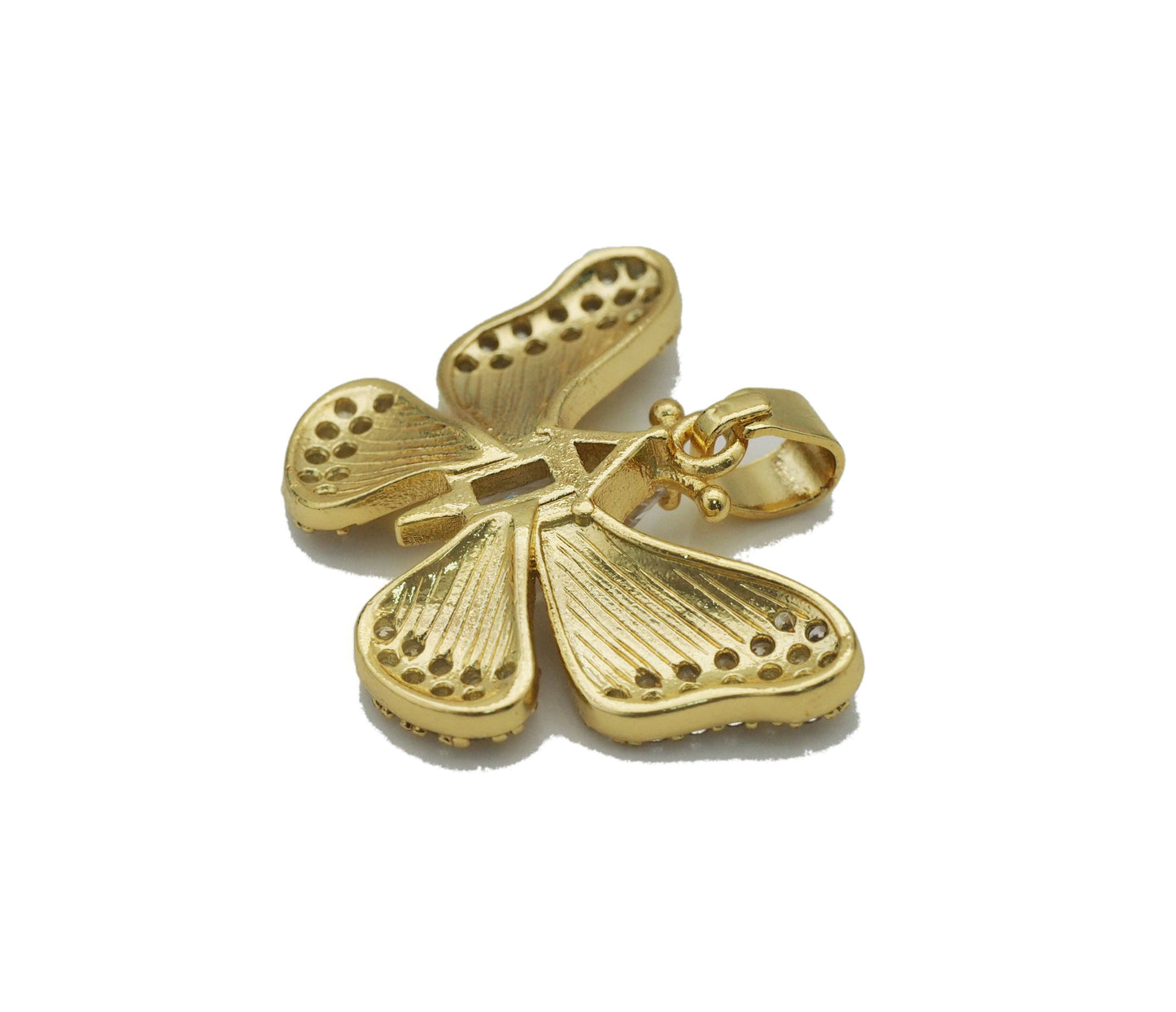 CZ Gold Butterfly Charm, Sku#FH210