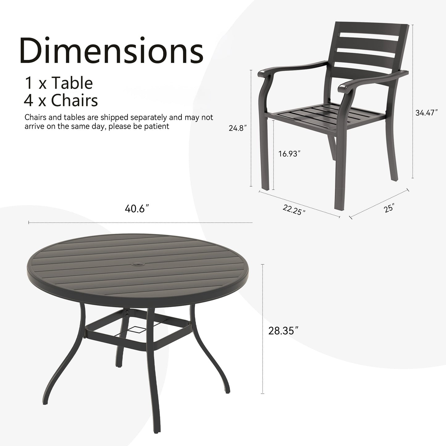 5 Pieces Outdoor Patio Dining Set
