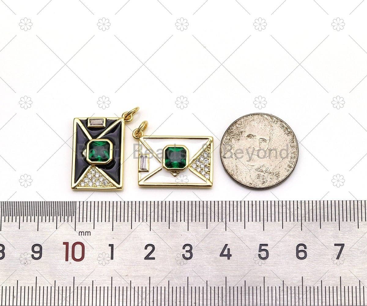Enamel Colorful Cute Rectangle Folder Shape Pendant, 18K Gold Filled CZ Micro Pave Charm, Neckalce Bracelet Charm Pendant,Sku#LK509