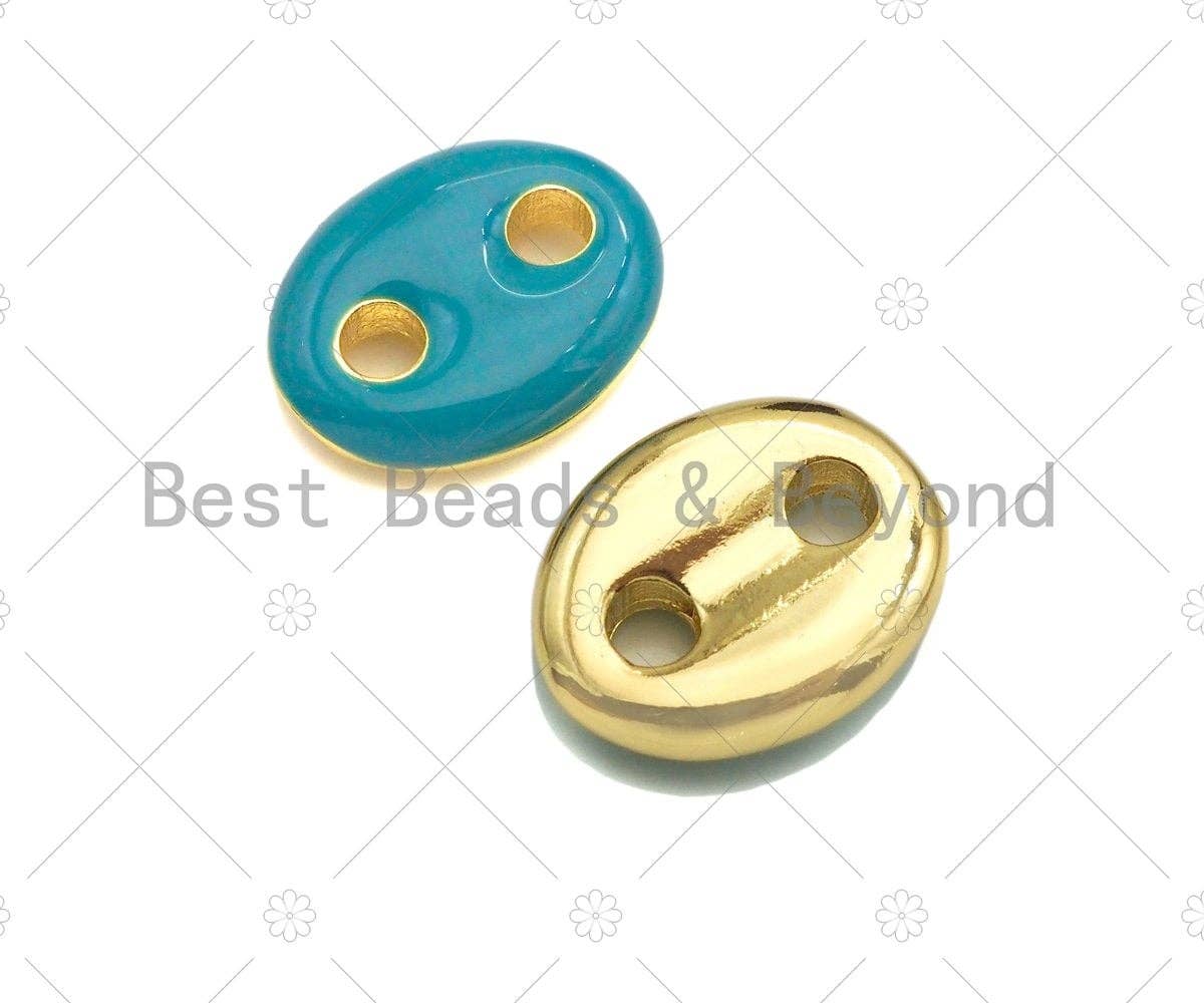 Colorful Enamel Oval Puffy Link Pendant Charm, Sku#LK222
