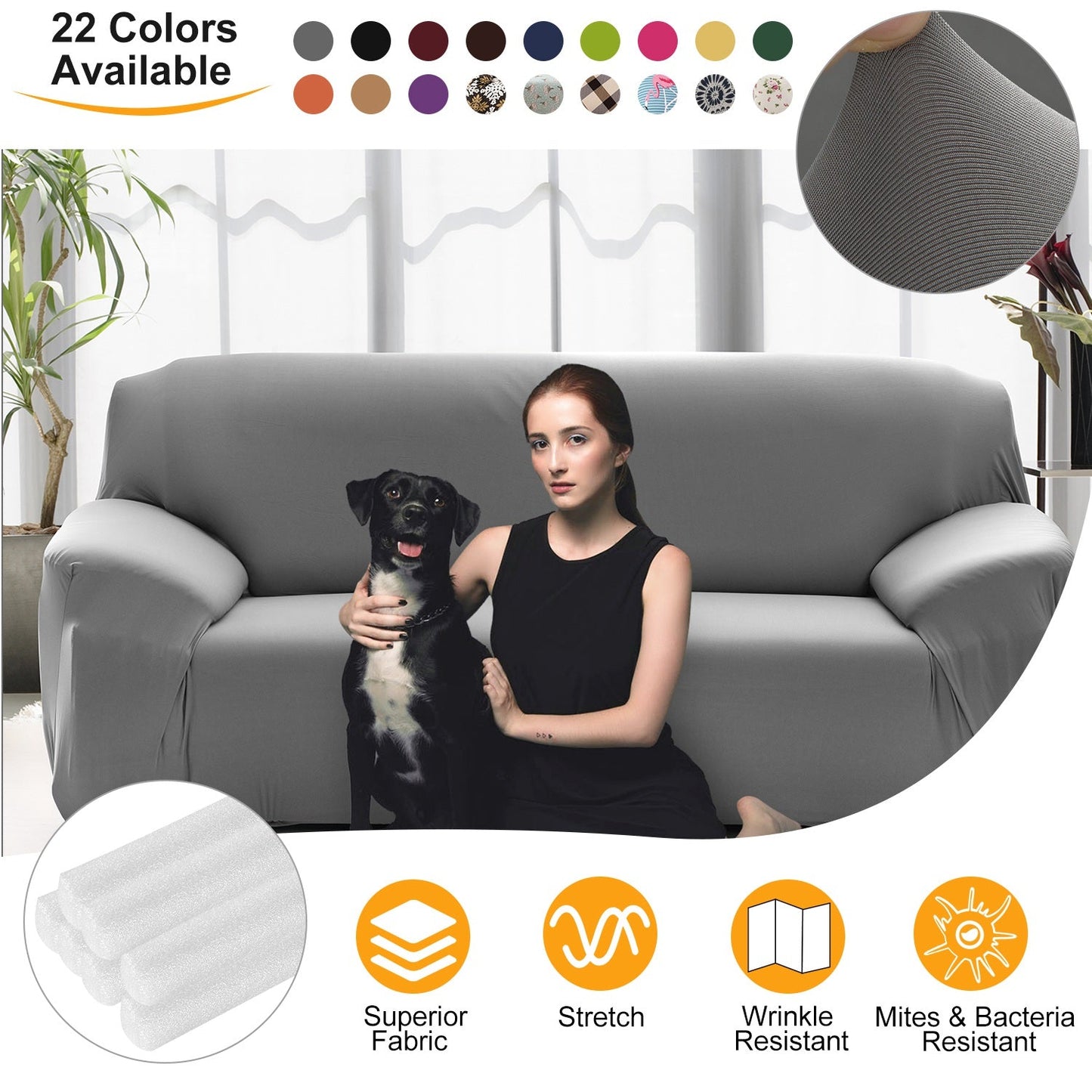 Printed Stretch Sofa Cover for 1-Seater - Slim Fit