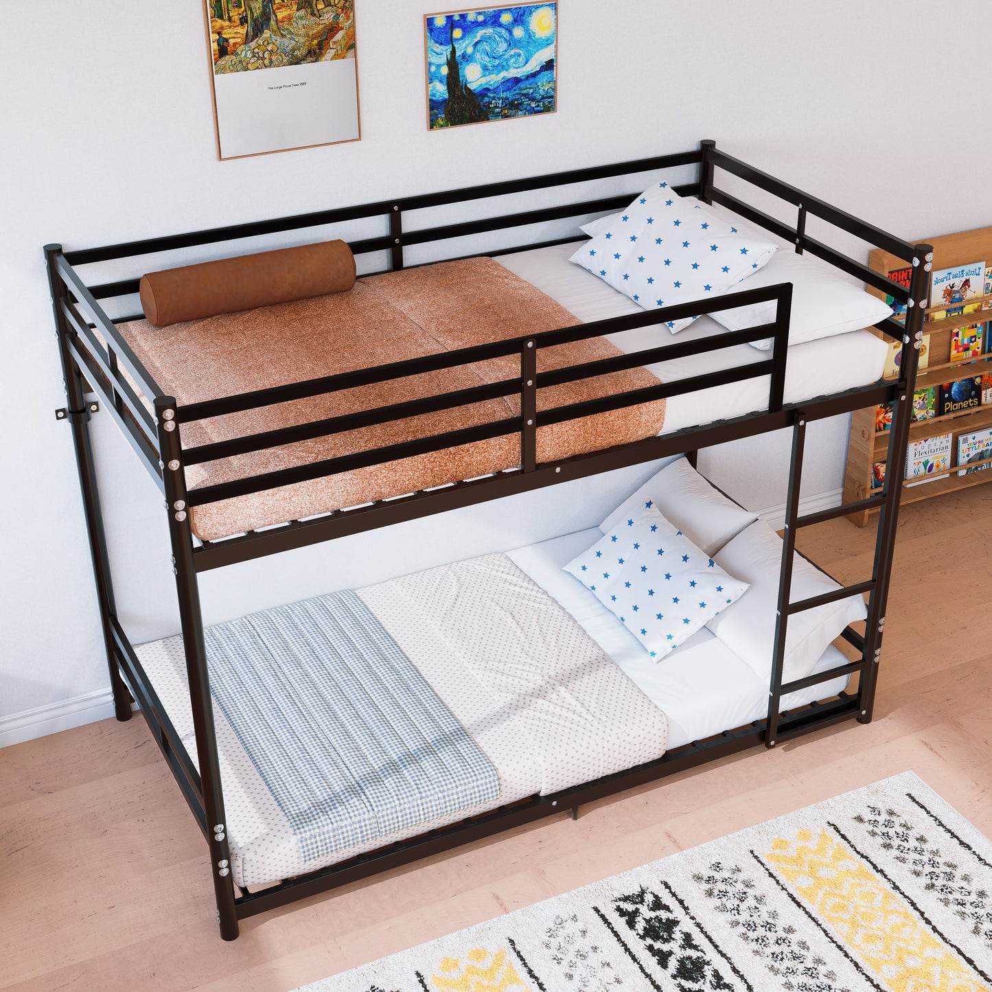 Bunk Bed with Ladder and High Guardrail