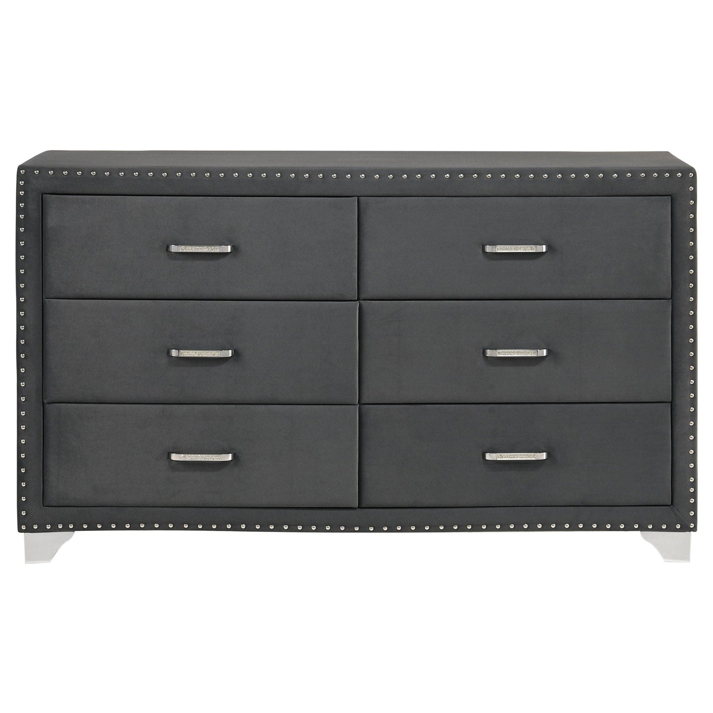 Melody 6-drawer Upholstered Dresser Grey