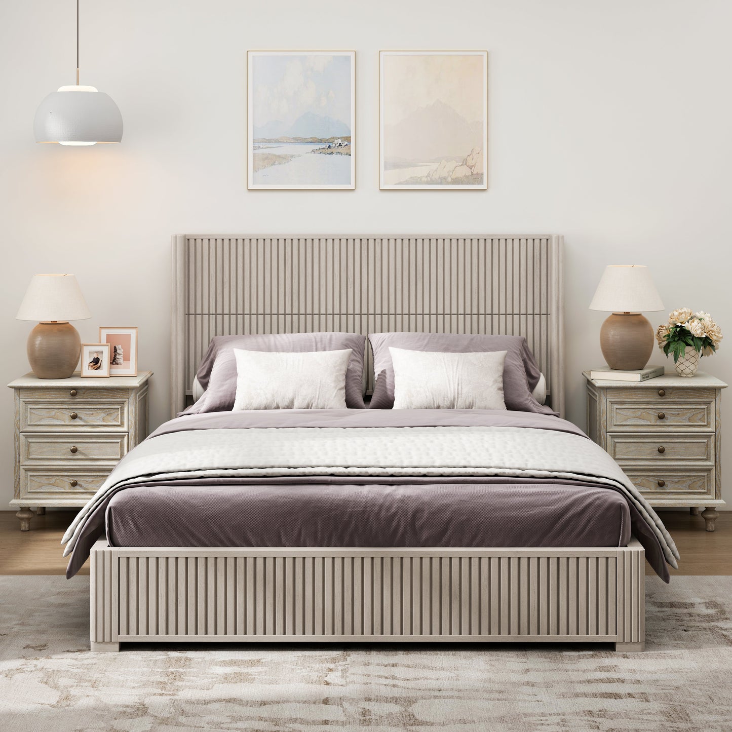 Solid Wood Platform Bed Frame with Headboard