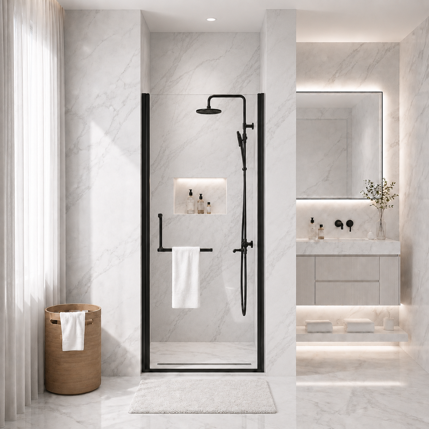 28"-29.2'' x 72" Semi-Frameless Pivot Shower Door