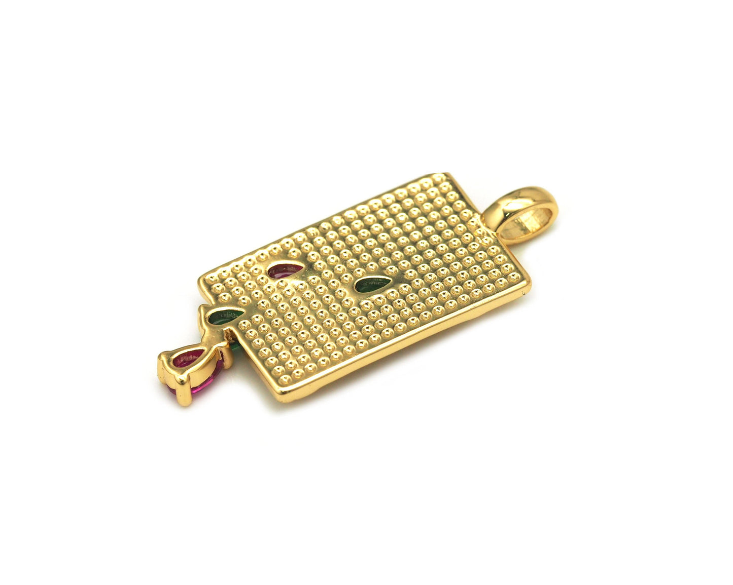 Teardrop CZ Rectangle Charm, Sku#LK585
