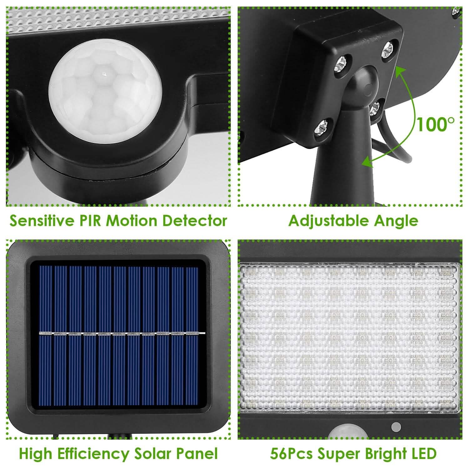 56 LEDs Outdoor Solar Security Flood Light