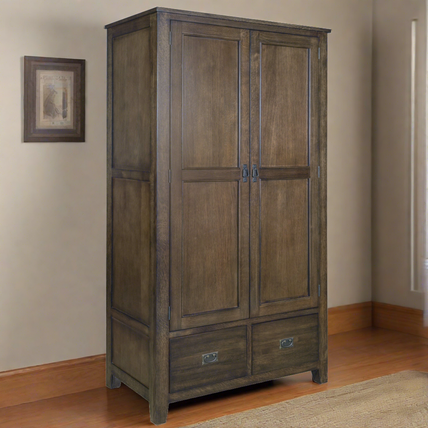 Mission 2 Door / 2 Drawer Armoire (Available in 2 Stains)