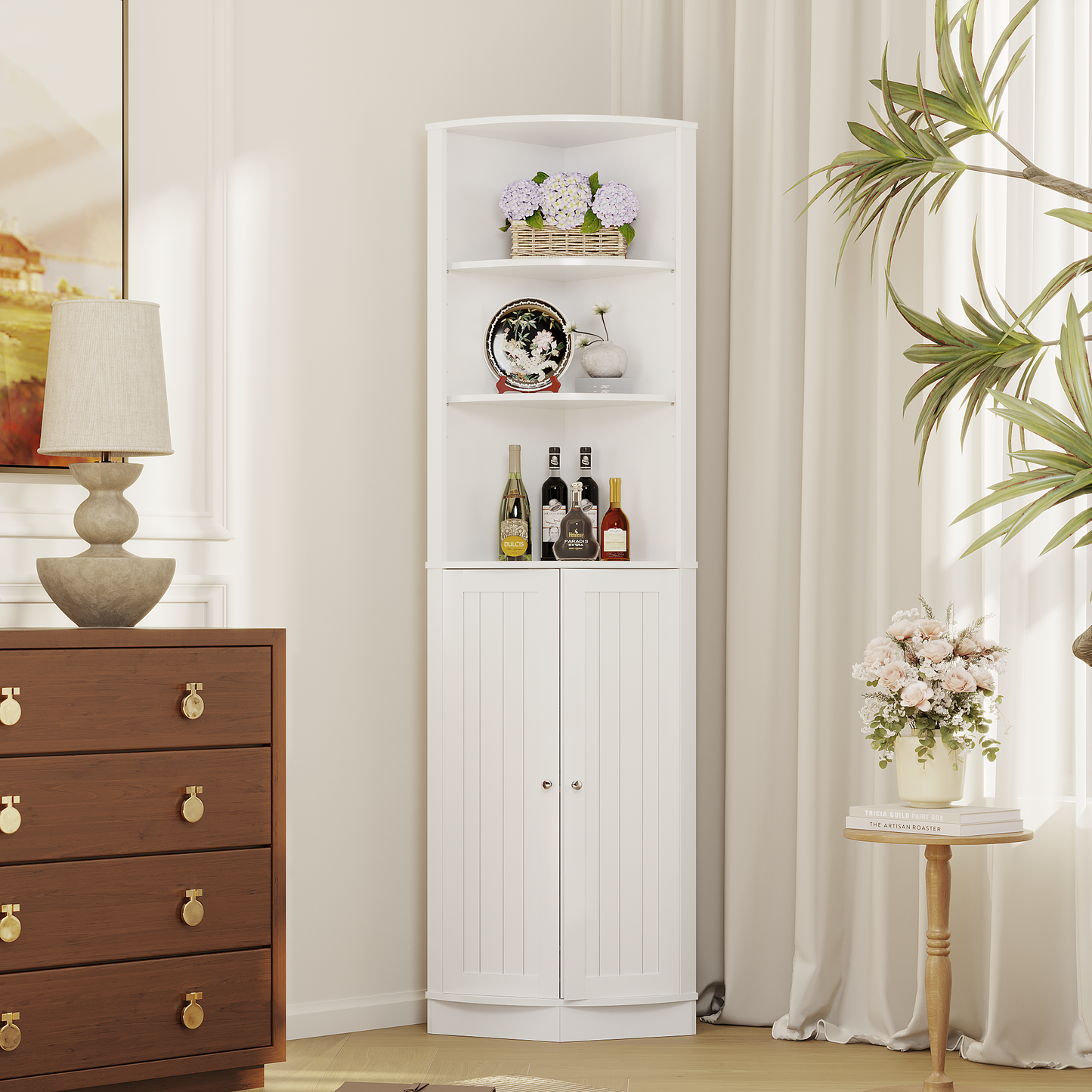 67" Tall Corner Cabinet with Adjustable Shelves