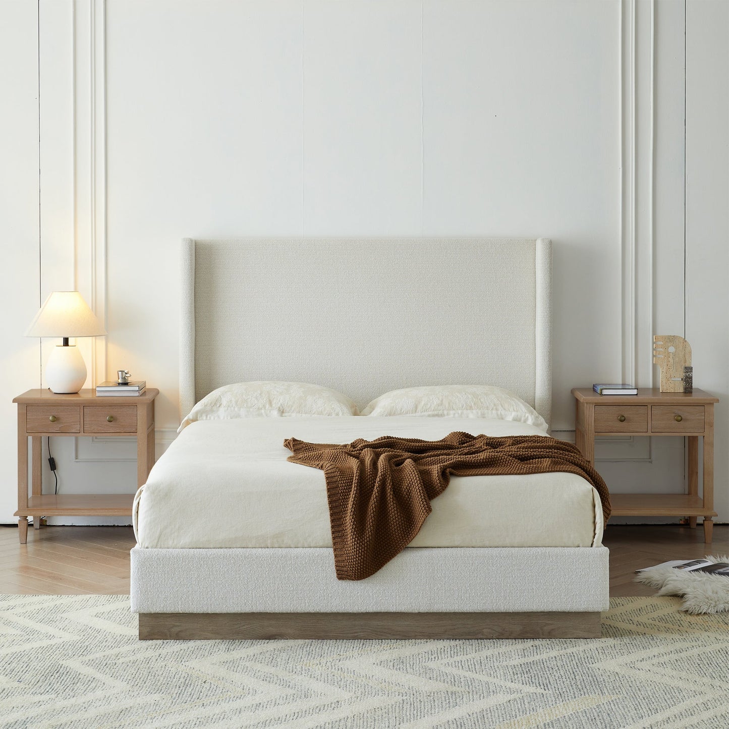 Hale Upholstered Wingback Bed Size King