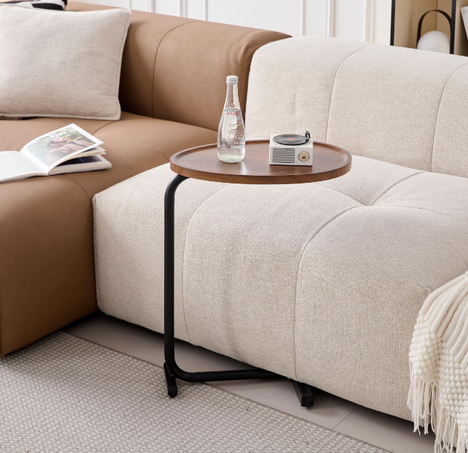 Brown C-shaped Side Table