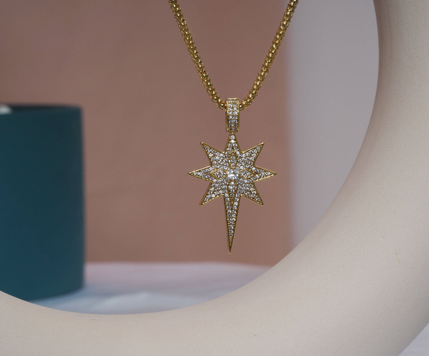 CZ North Star Charm, Sku#LK622