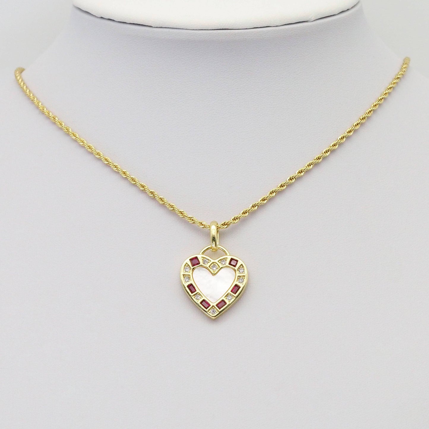 Pearl CZ Heart Charm, Sku#LX301