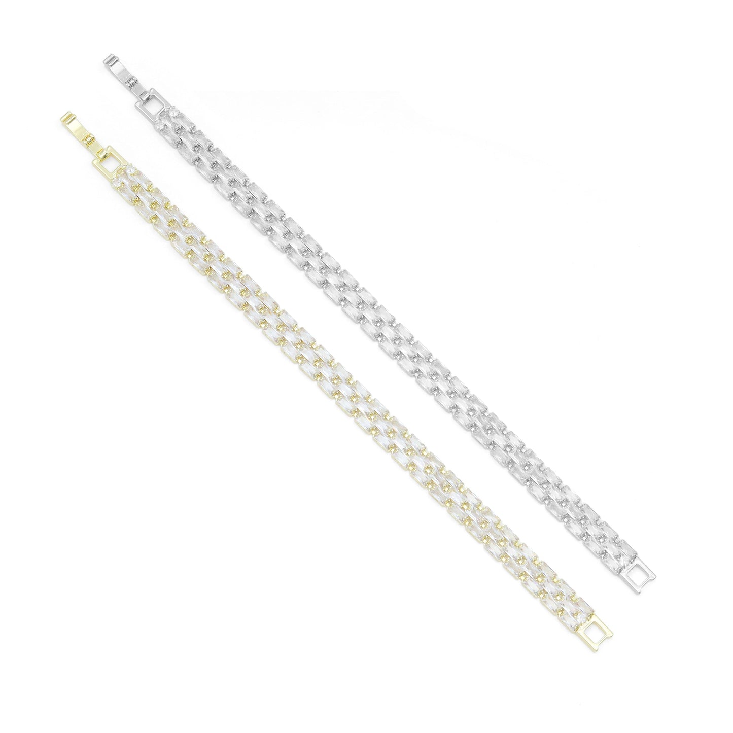 Rectangle CZ Watch Band Style Bracelet, Sku#A348