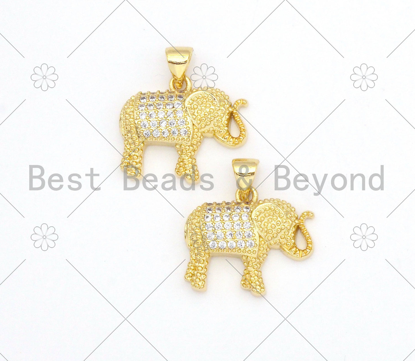 CZ Micro Pave Elephant Shape Pendant/Charm,18K Gold Filled Elephant Charm, Necklace Bracelet Charm Pendant,19x17mm,Sku#LK377