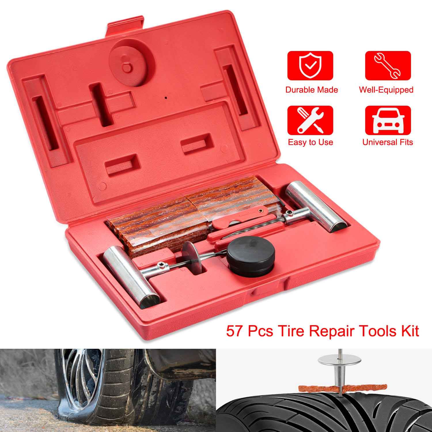 57-Piece: Universal Tire Repair Kit