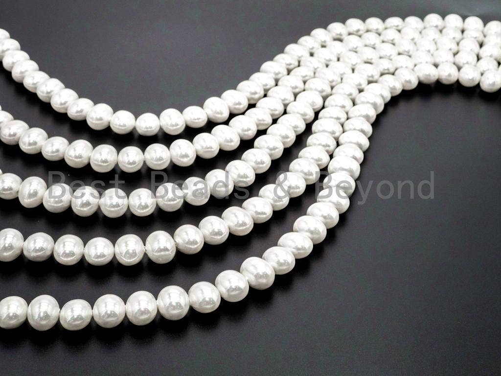 Quality Natural AB White Mother of Pearl Beads, SKU#T56C