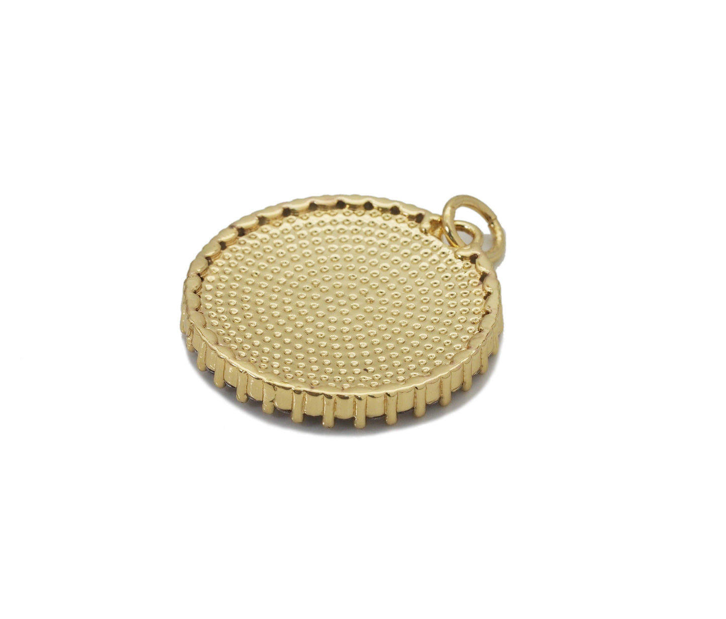 CZ Colorful Enamel Flower Medallion coin Charm, Sku#LX181