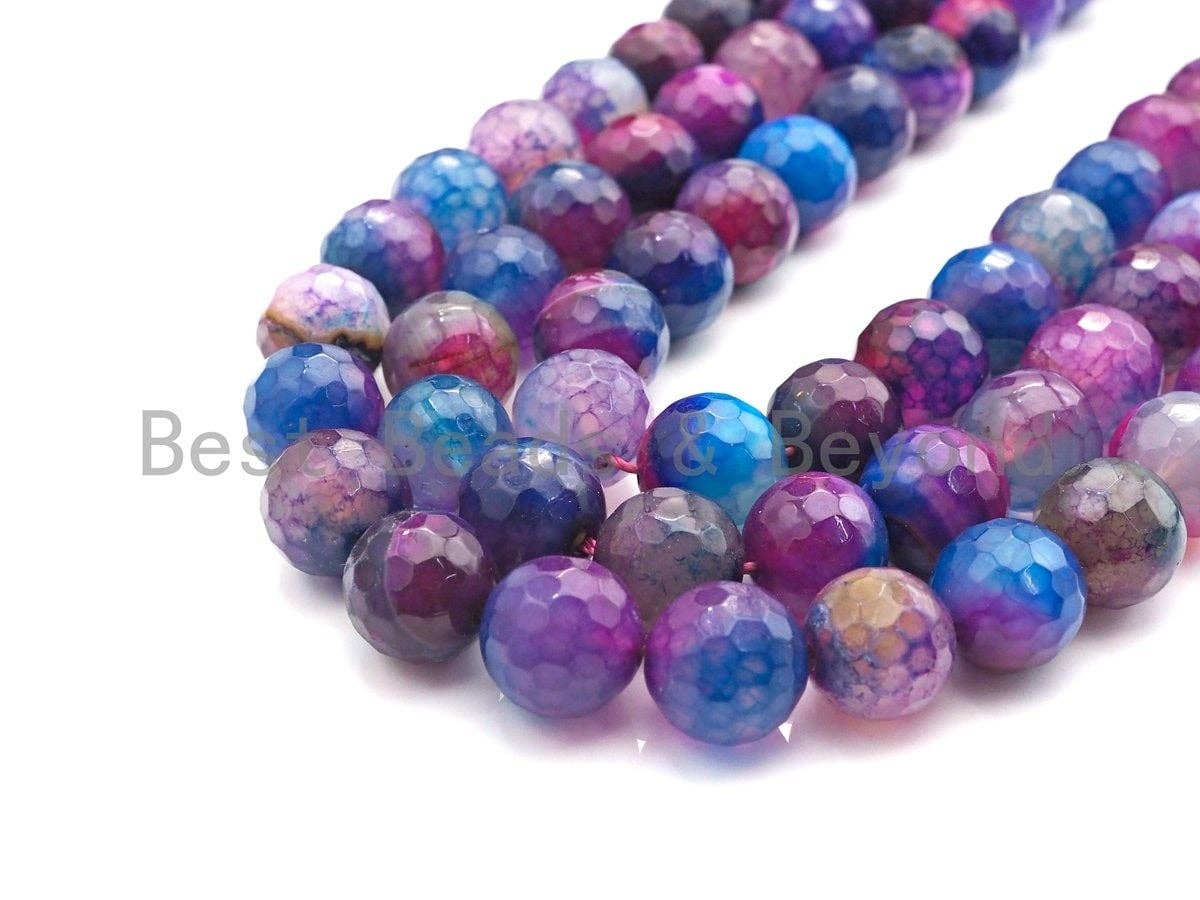 NEW Galaxy color Natural Agate Beads, 8mm/10mm/12mm Multicolor Round Faceted Agate Beads, 15.5" Full Strand, sku#U945