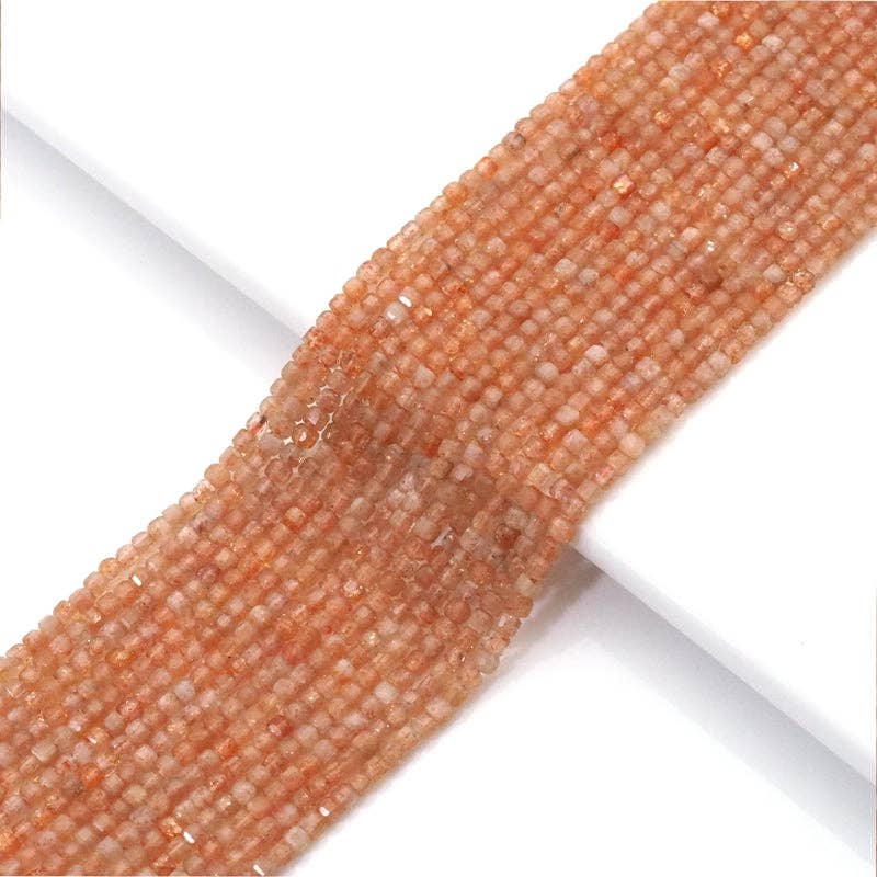 2.5mm Golden Sunstone Faceted Cube Beads, Sku#U1528