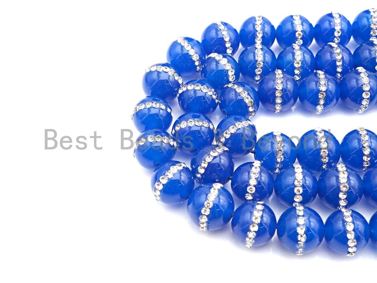 Blue Agate with rhinestone inlaid, 6mm/8mm/10mm/12mm/14mm, Tiger eye Beads, 15.5inch Full strand, SKU#V47