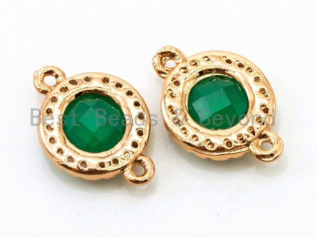 Round Bezel Connector with Faceted Glass,Green/Blue/Black/Smoke Crystal, 9x13mm, sku#A72