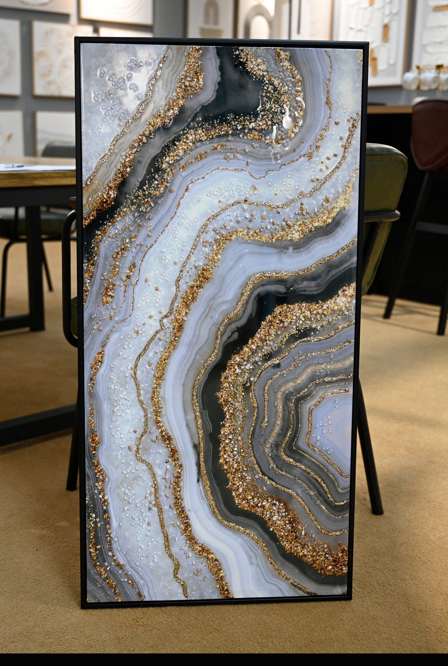 Black And Abstract Textured Canvas Art