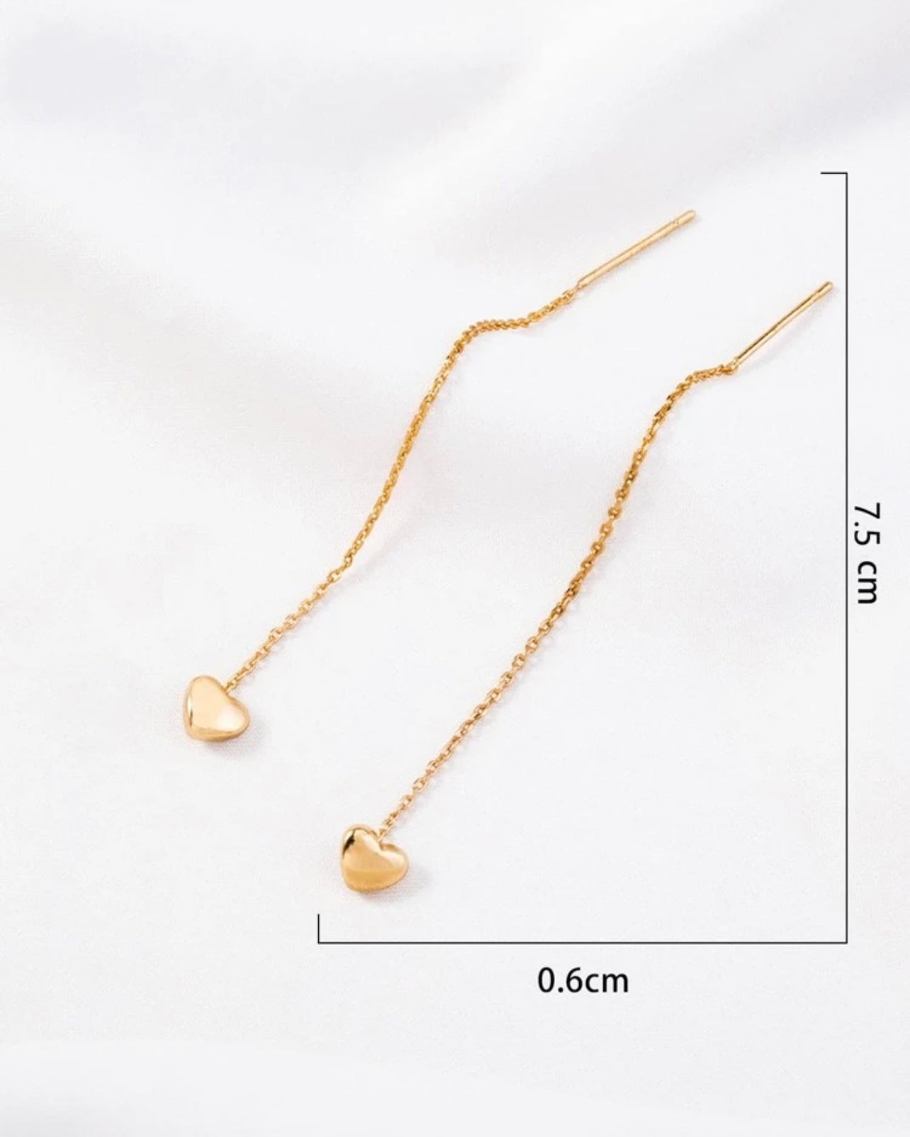 Beautiful Dainty Gold or Silver Heart Drop Earrings