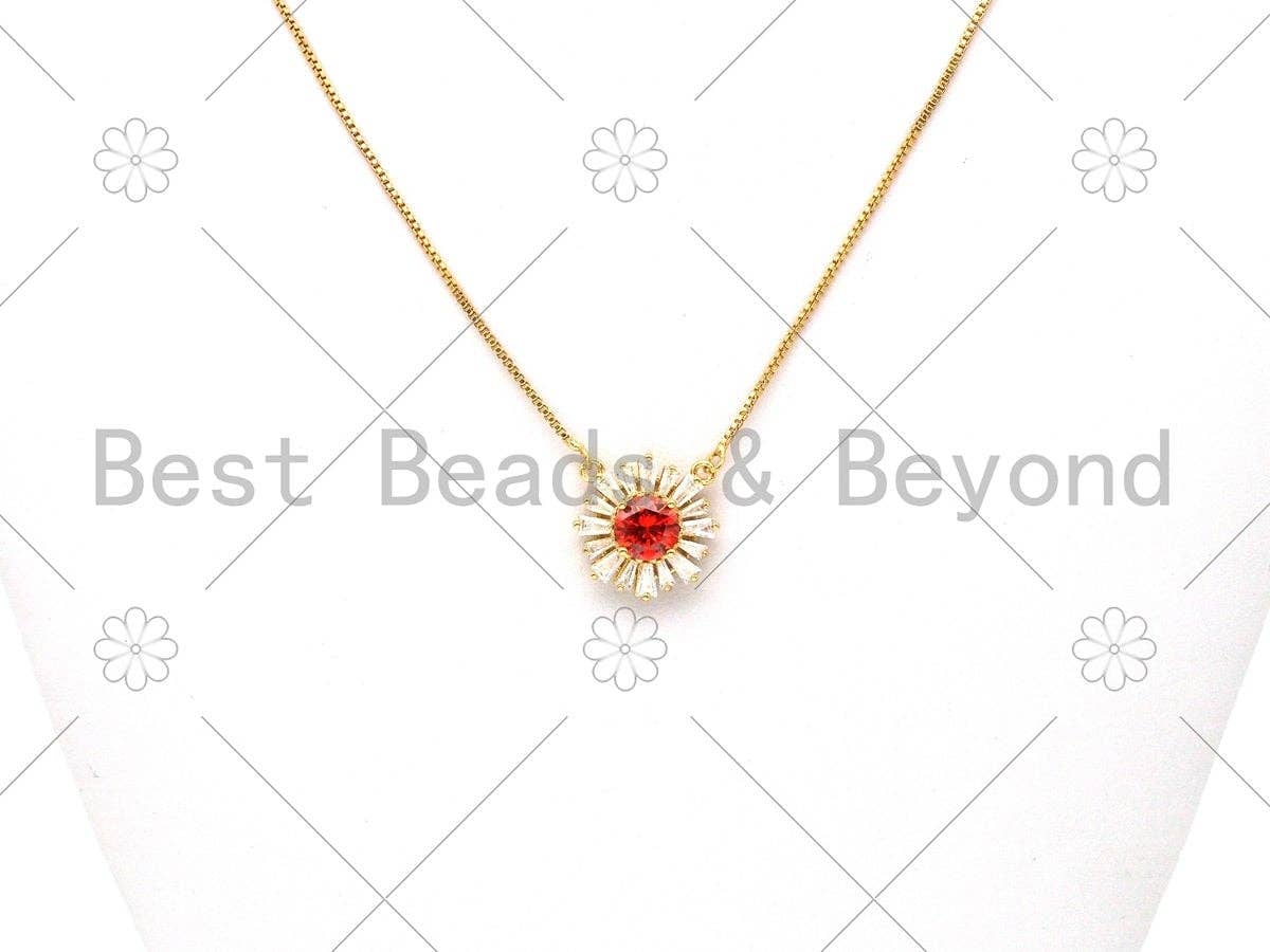 Baguette CZ Micro Pave Sunflower Shape Pendant/Charm, LK392