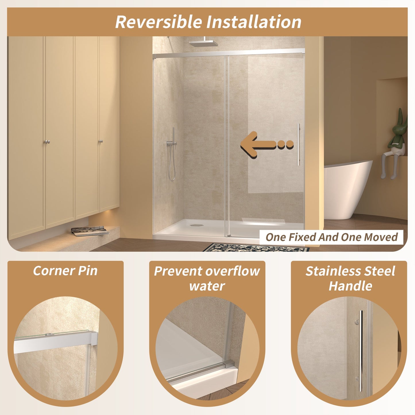 48" Width x 72" Height Single Sliding Shower Door