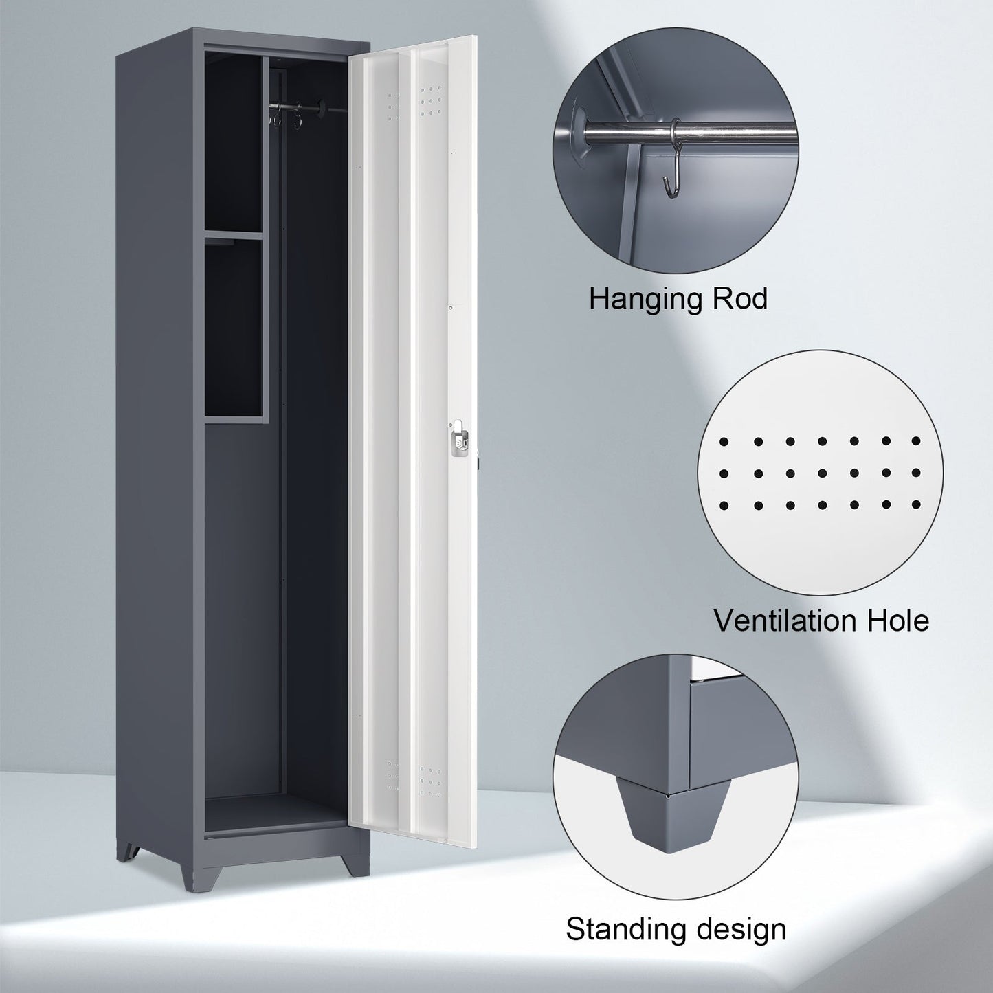 Metal Broom Storage Cabinet