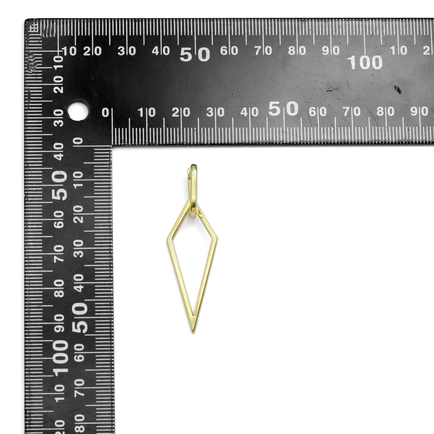 Gold Kite Frame Triangle Shape Stud Earrings, Sku#A268