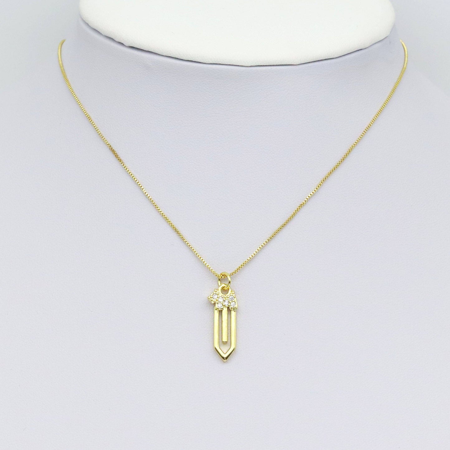 CZ Sword Shape Arrow Gold Charm, Sku#LK936