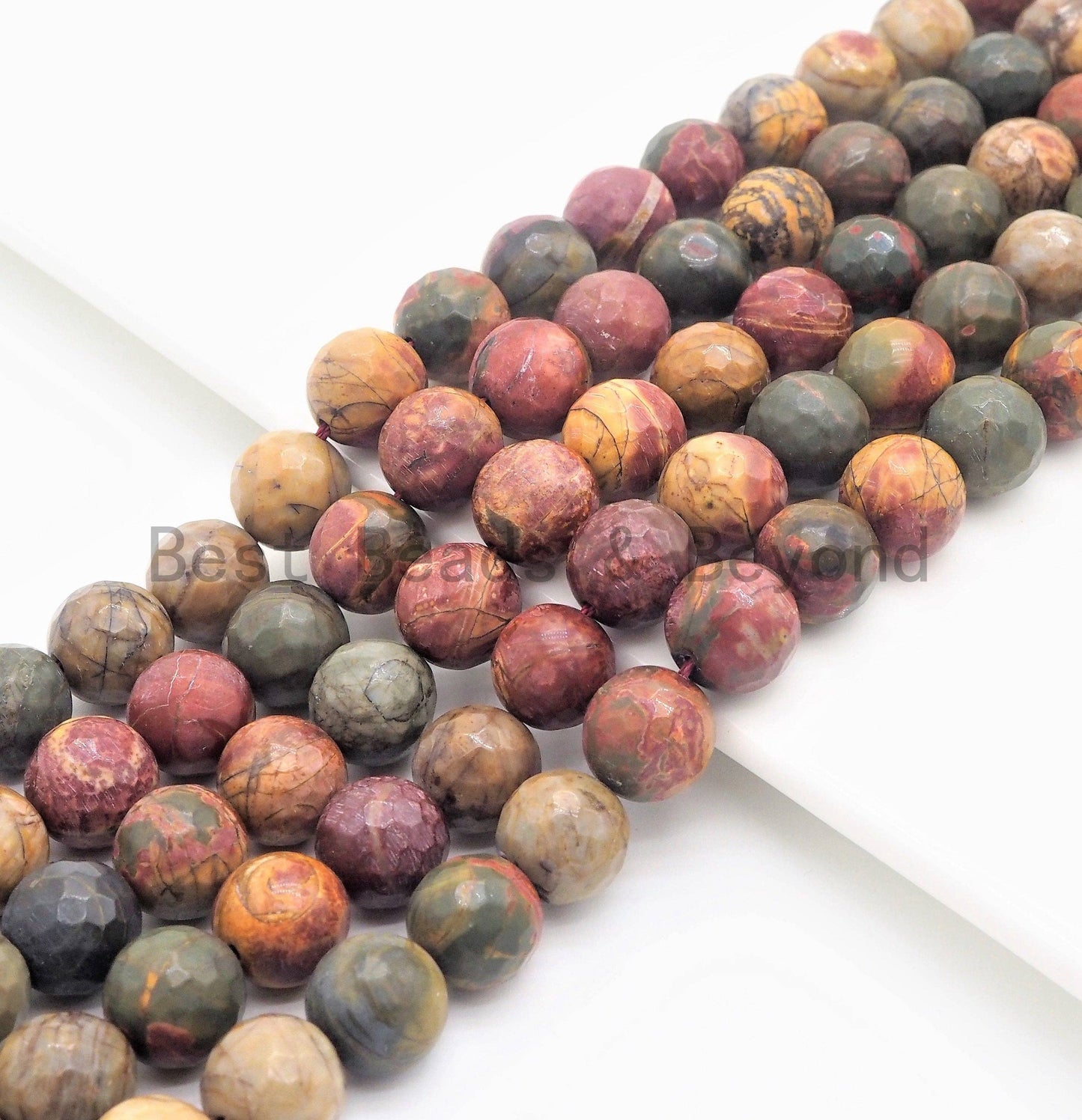 Natural Faceted Round Red Picasso Jasper beads, SKU#U387