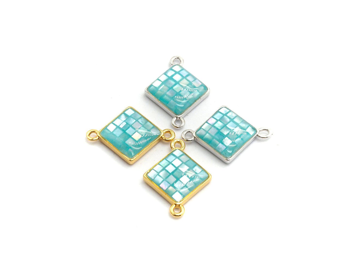 Natural Blue Shell Rhombus Shape Charm,18x14mm, Sku#Z286
