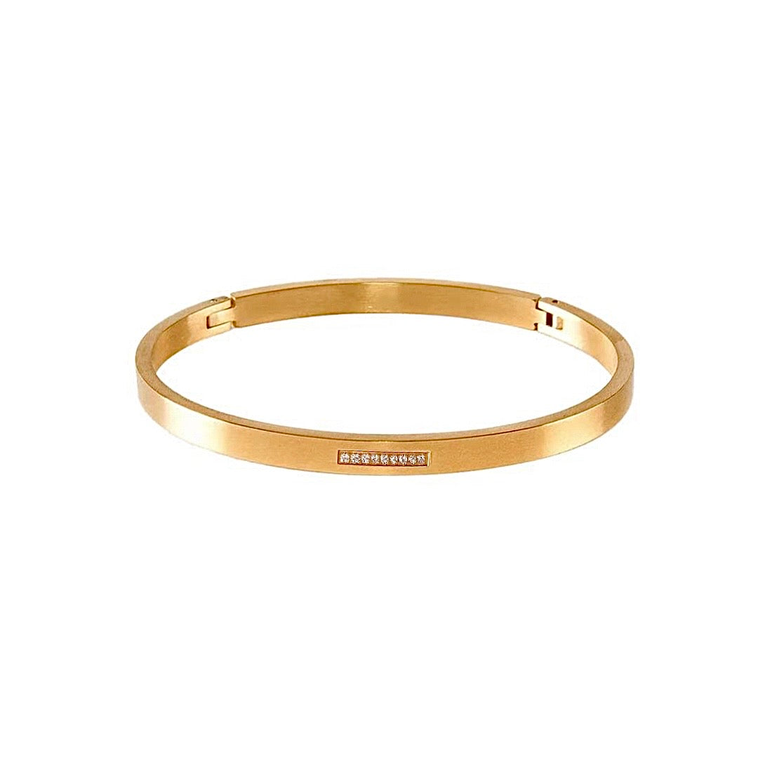 BG309G B.Tiff Gold 9-Stone Pave Bangle Bracelet