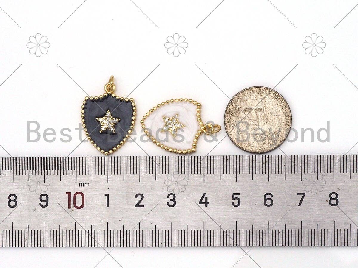 Micro pave CZ Five Point Star On Colorful Enamel Shield Shape Pendant,18K Gold Filled Enamel CZ Star Pendant,Enamel Jewelry,24x18mm,Sku#L593