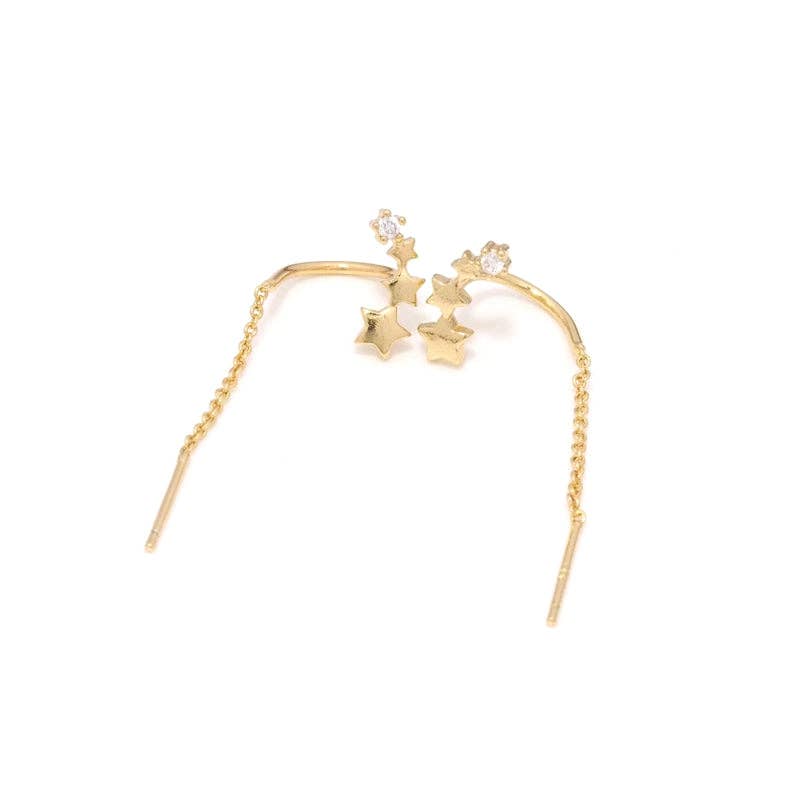 Gold Star Dangle Earrings, Sku#LK781