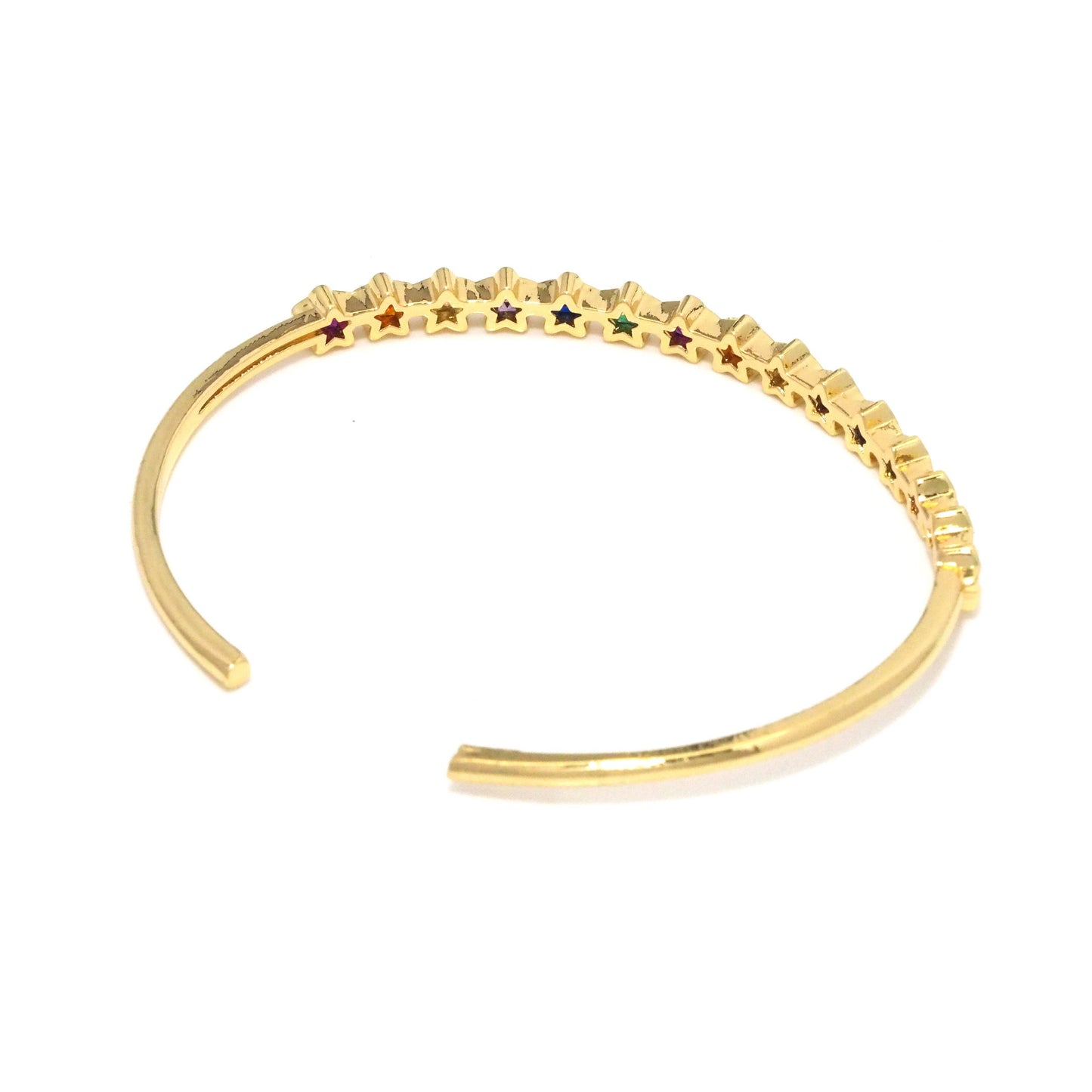 Colorful Clear CZ Star Adjustable Bangle Bracelet, Sku#LD399