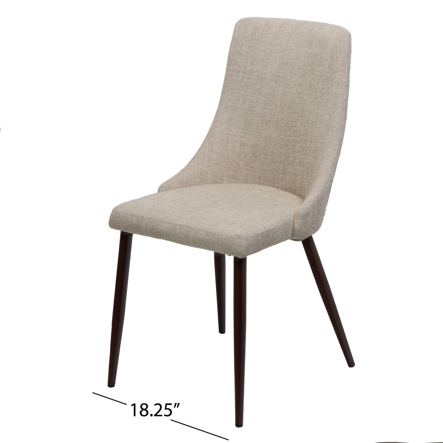 Mid Century Modern Fabric Armless Dining Chairs, Set of 2, Wheat and Dark