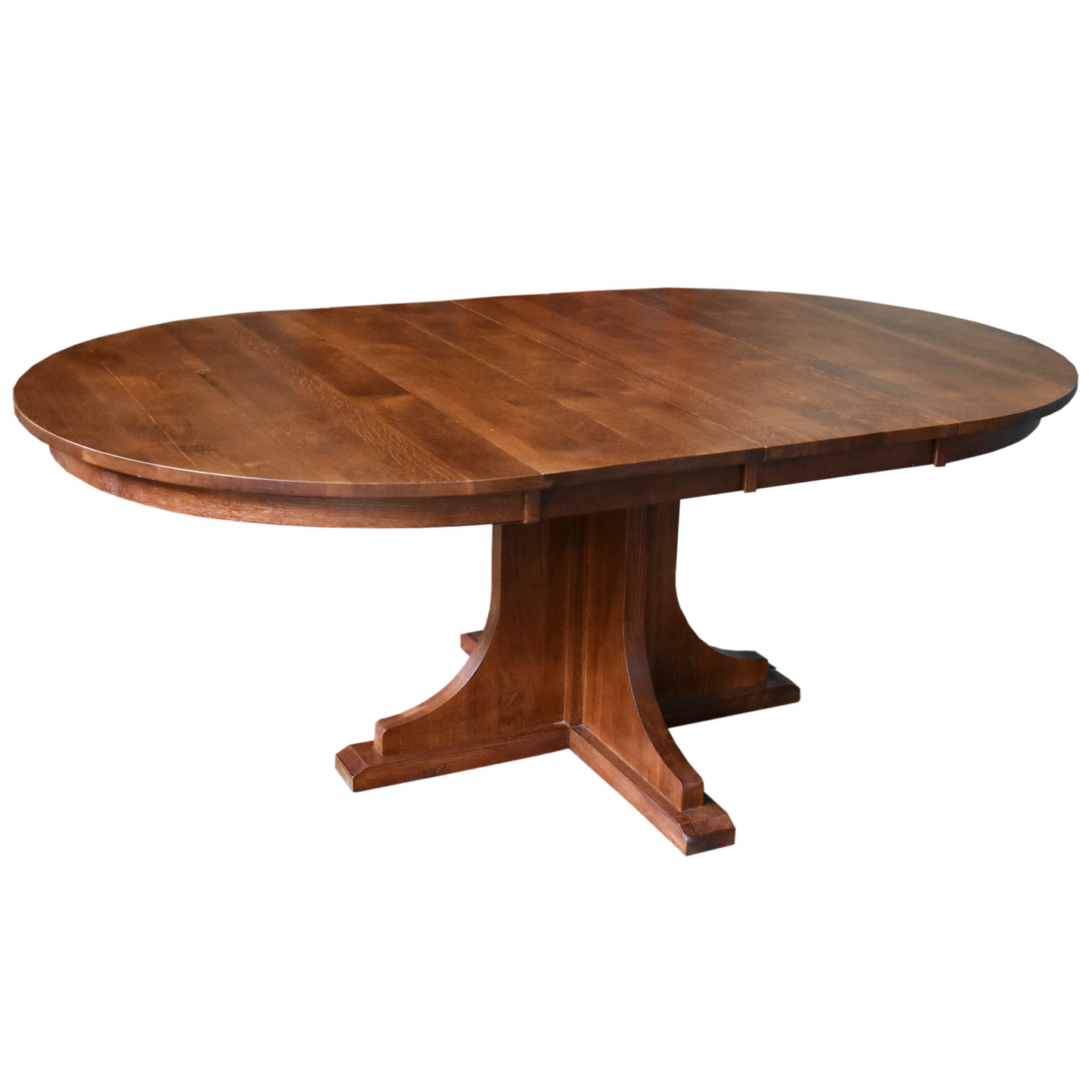 Mission Quarter Sawn Oak 2 Leaf Round Dining Table Set w/ 6 Chairs