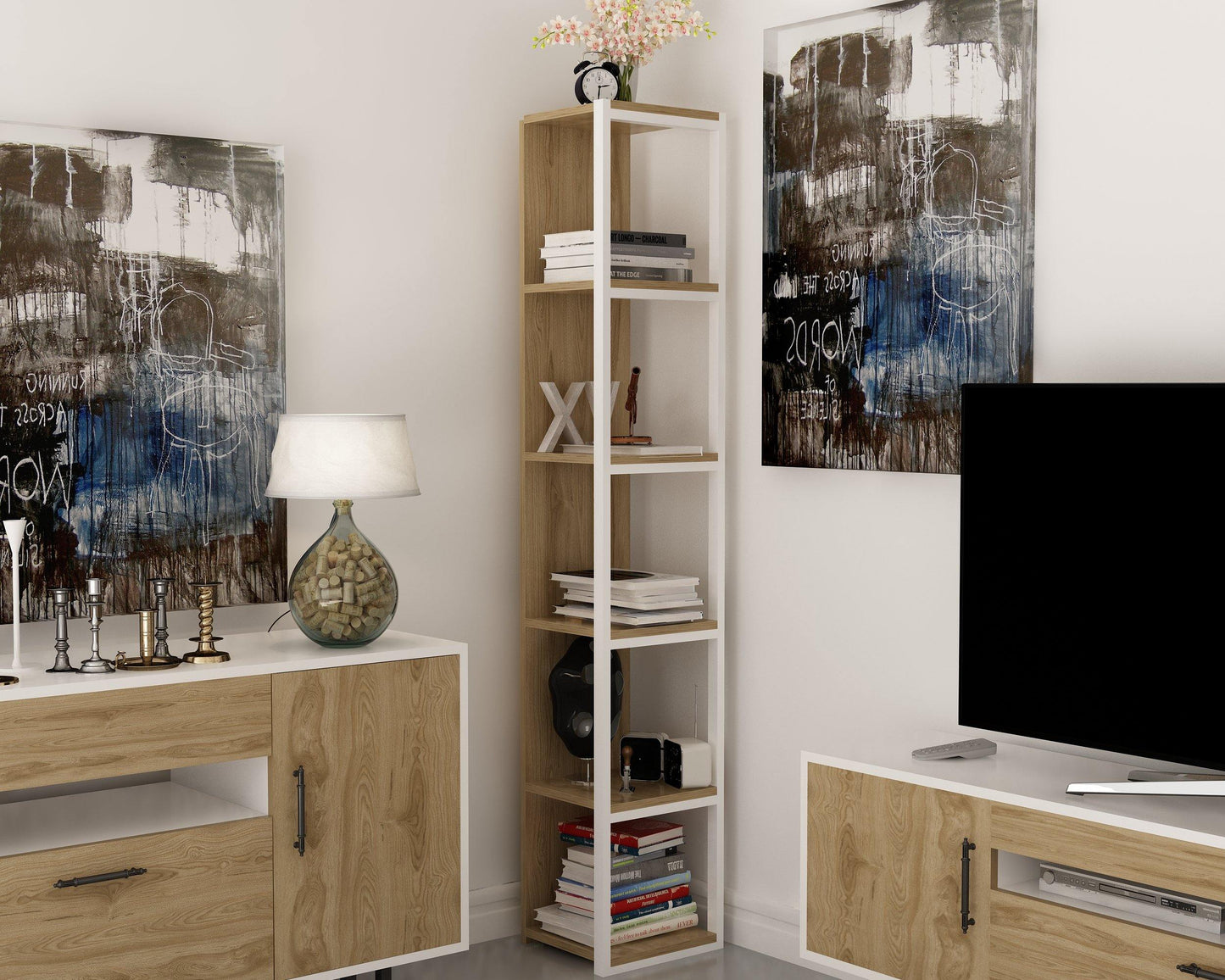 Texas 71" Tall Metal Manufactured Wood Bookcase