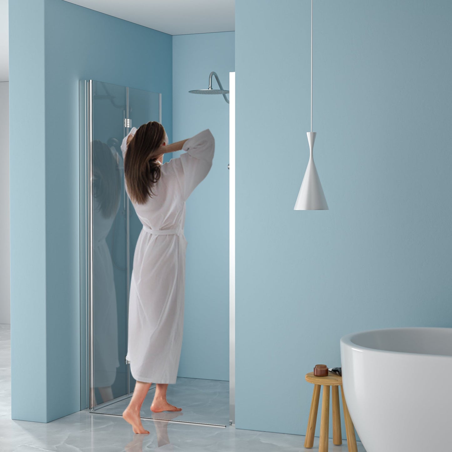 30"W x 72"H Fold Frameless Shower Door with Tempered Glass