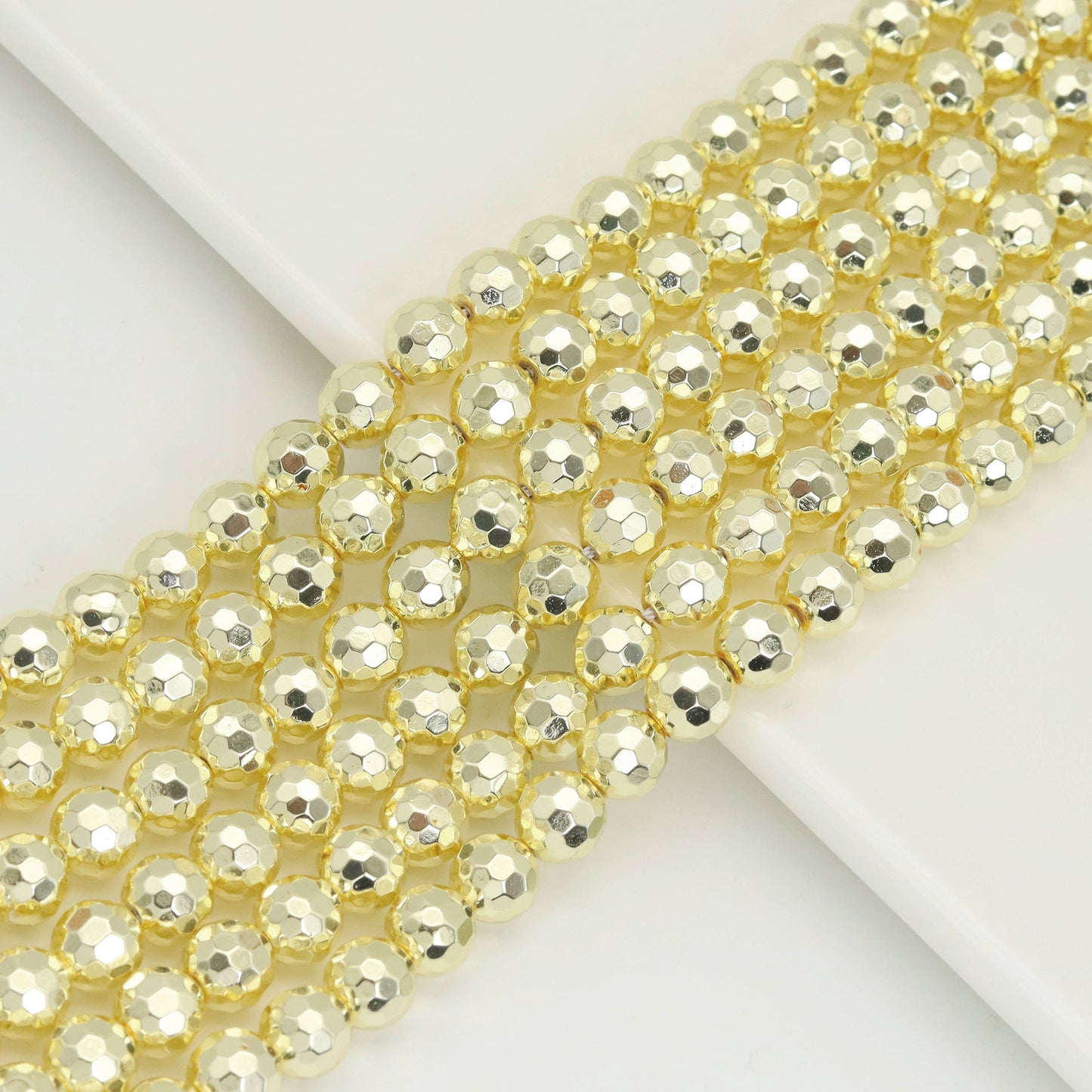 Natural Gold Hematite Beads- 2/3/4/6mm/8mm/10mm/12mm Round Faceted, SKU#S66