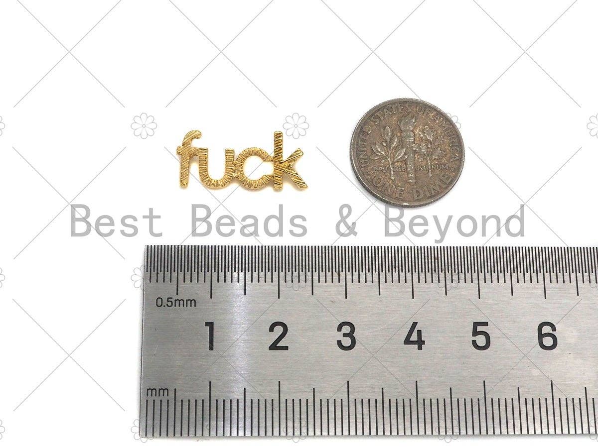 CZ Micro Pave FUCK Word Pendant/Charm,Cubic Zirconia Fuck Charm, 9x20mm, Sku#L472