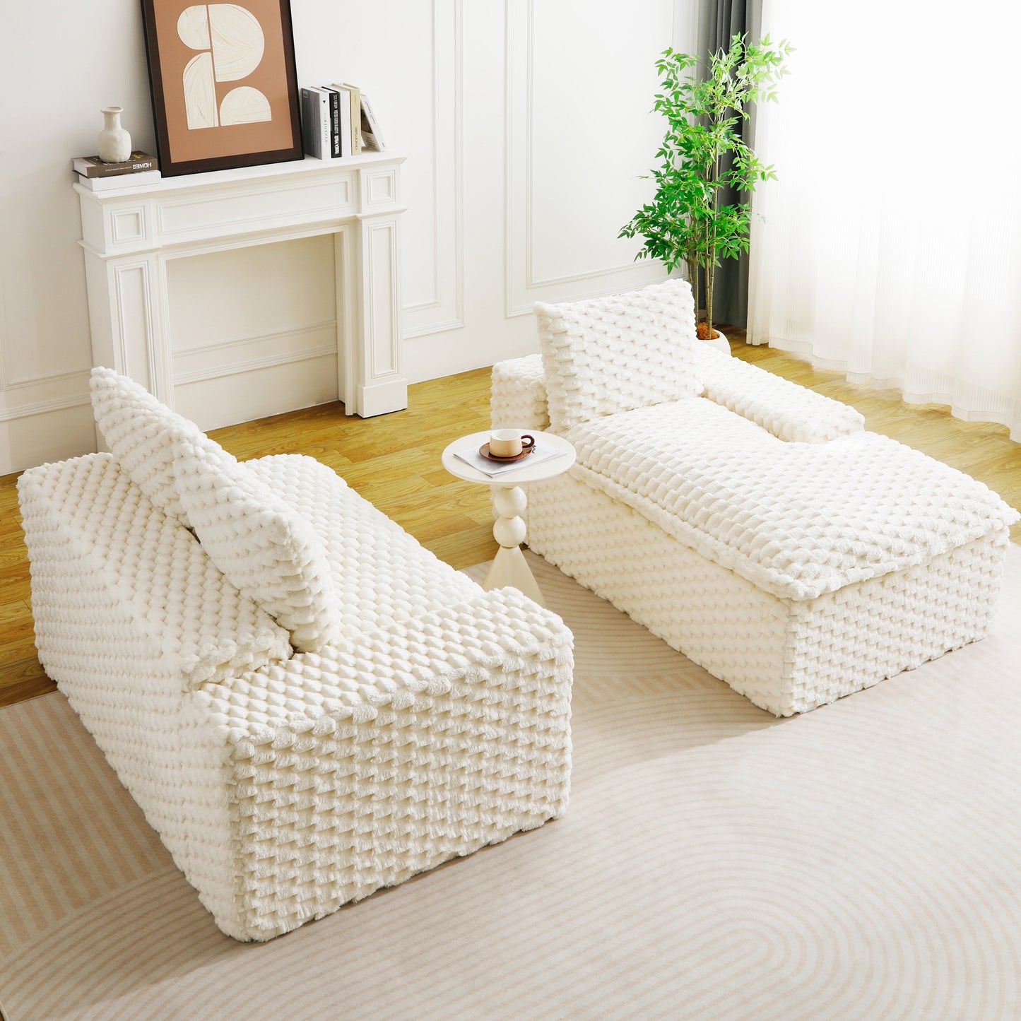 White Turtle Velvet Versatile Sofa