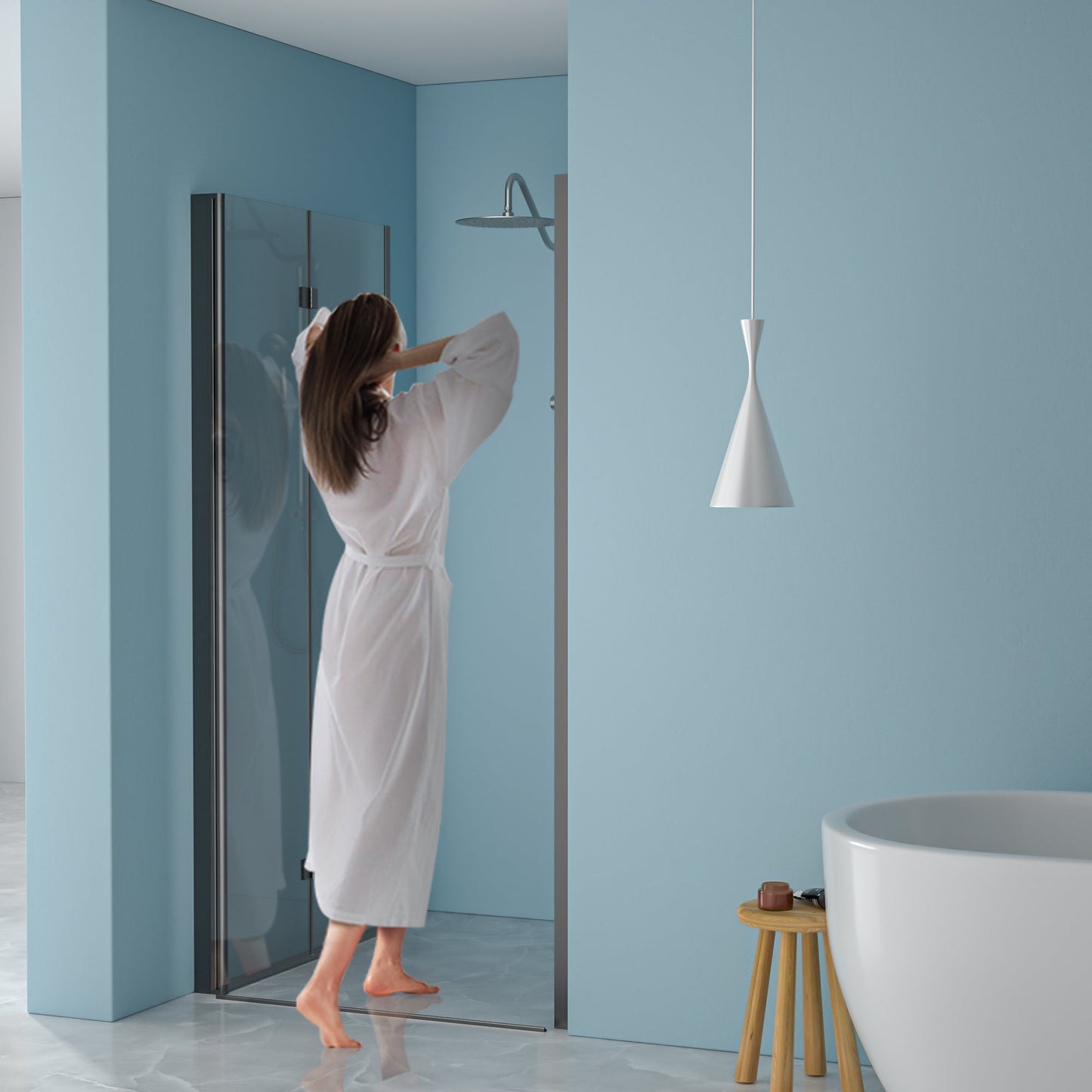 34"W x 72"H Fold Frameless Shower Door with Tempered Glass